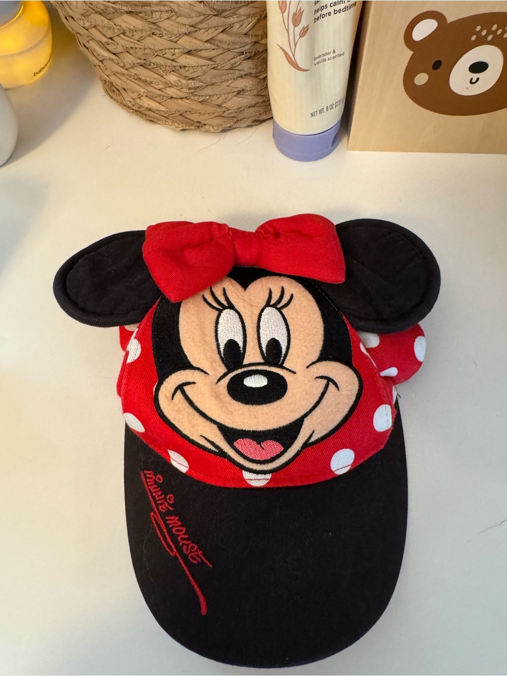 Disney Minnie Mouse Red & Black Polka Dot Bow Visor